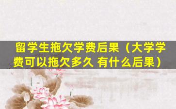 留学生拖欠学费后果（大学学费可以拖欠多久 有什么后果）